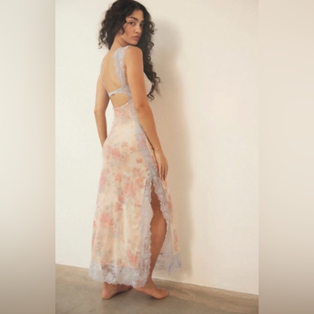Free People Suddenly Fine Maxi Slip Dress size Small Tulip Combo